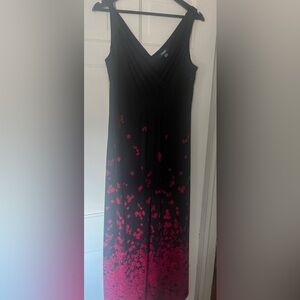 Chaps Black Dress with Red Accents